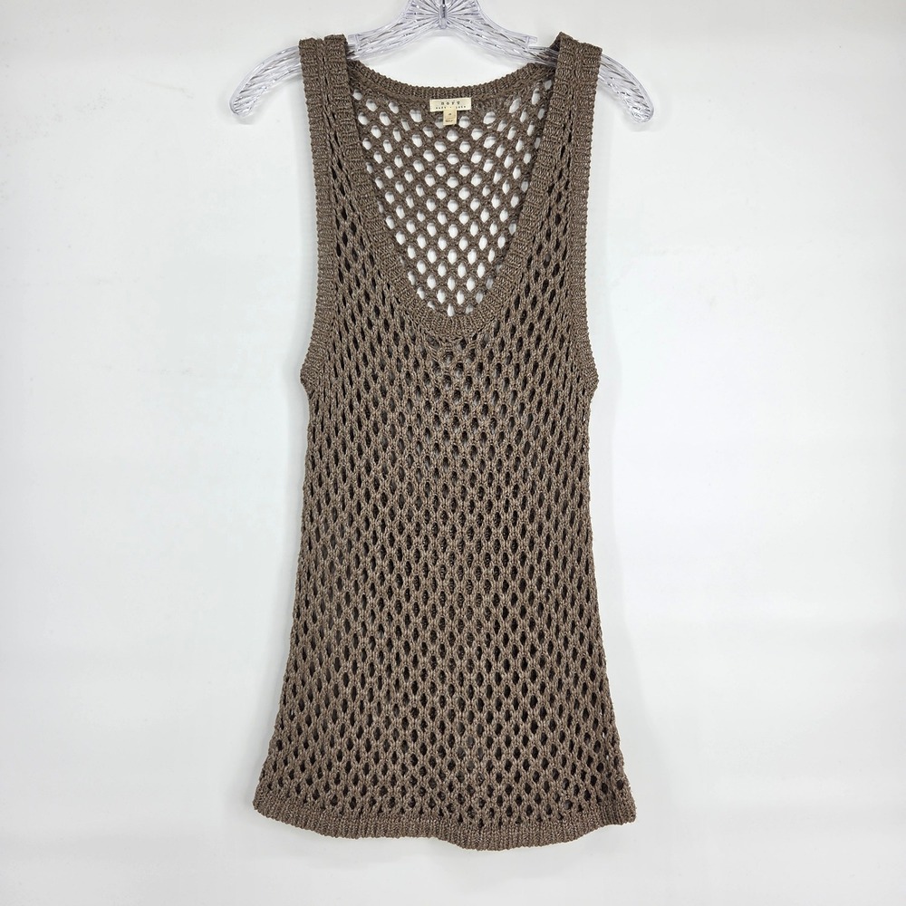Soft Joie Crochet Tank Top Small Brown Open Knit Boho Beachy Eclectic Coastal